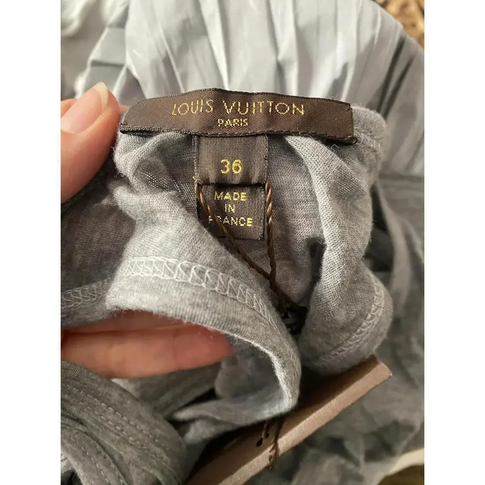 NWT Louis Vuitton Vintage Gray Pleated Flare Top Blouse FR-36 France